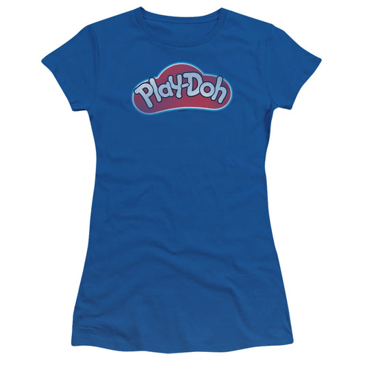 Play Doh Lid Junior Sheer Cap Sleeve Womens T Shirt Royal Blue