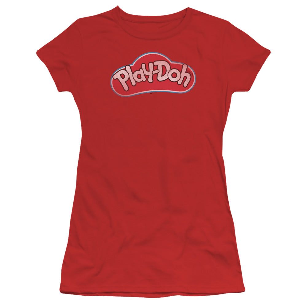 Play Doh Lid Junior Sheer Cap Sleeve Womens T Shirt Red