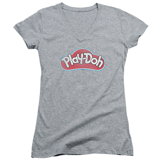 Play Doh Dohs Junior Sheer Cap Sleeve V-Neck Womens T Shirt Athletic Heather