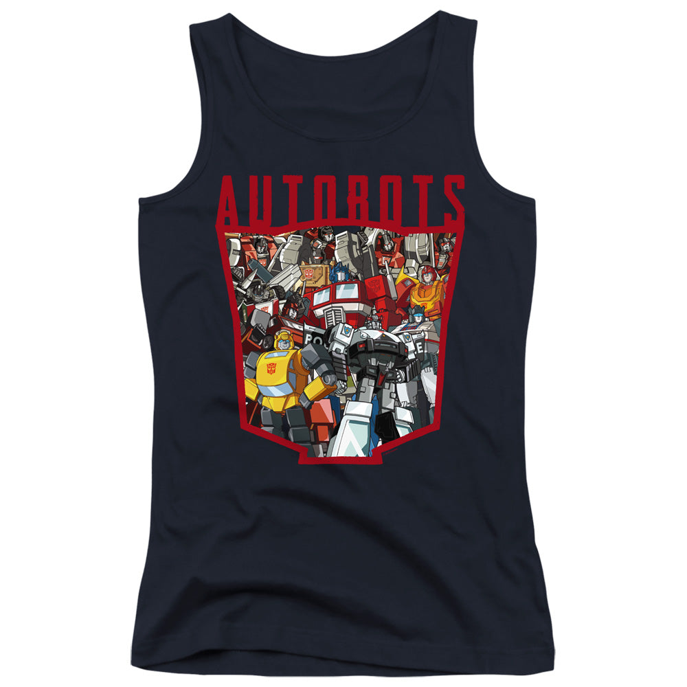 Transformers Autobot Collage Womens Tank Top Shirt Navy Blue