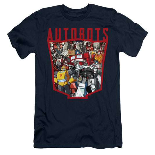 Transformers Autobot Collage Slim Fit Mens T Shirt Navy Blue