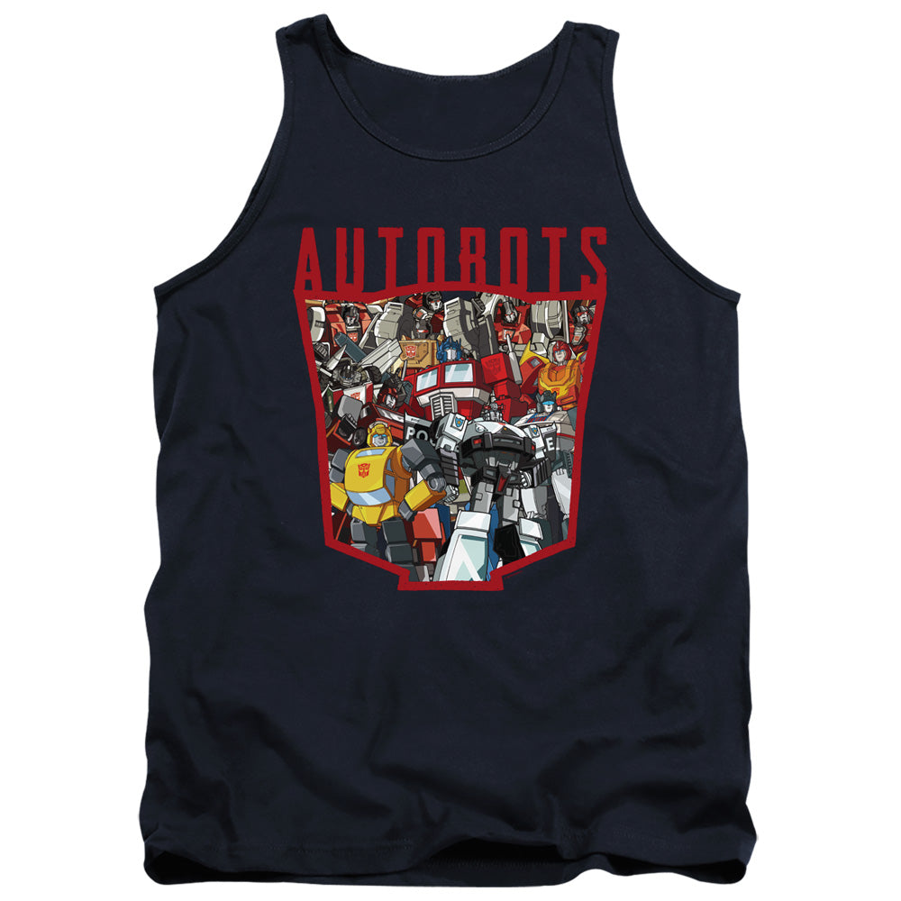 Transformers Autobot Collage Mens Tank Top Shirt Navy Blue