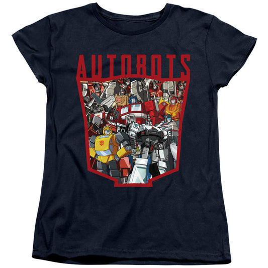 Transformers Autobot Collage Womens T Shirt Navy Blue