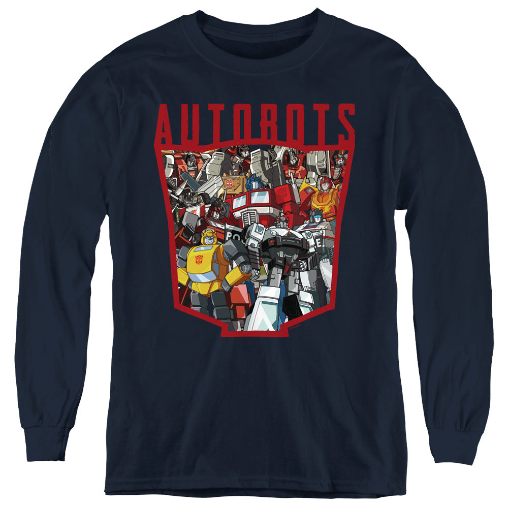 Transformers Autobot Collage Long Sleeve Kids Youth T Shirt Navy Blue