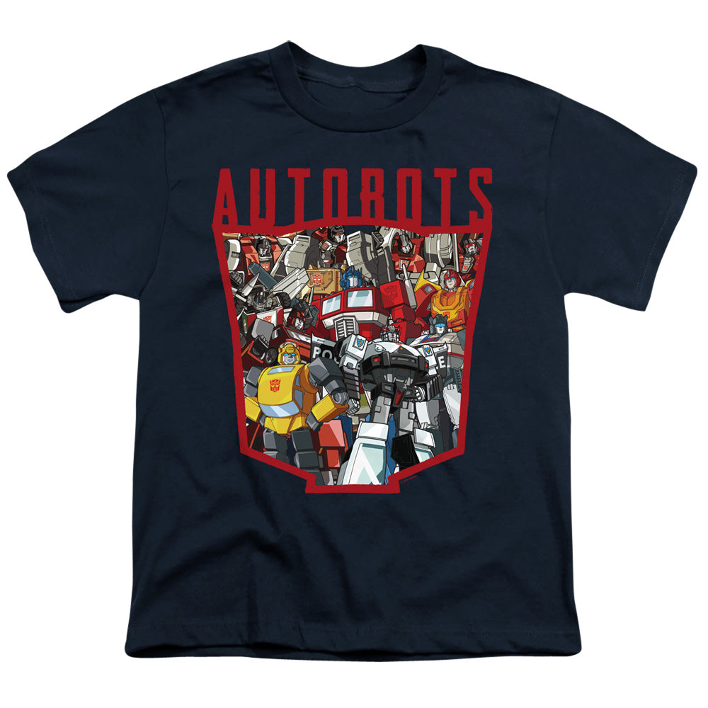 Transformers Autobot Collage Kids Youth T Shirt Navy Blue