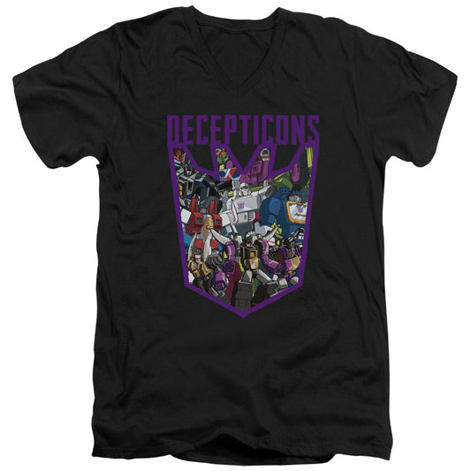 Transformers Decepticon Collage Mens Slim Fit V-Neck T Shirt Black