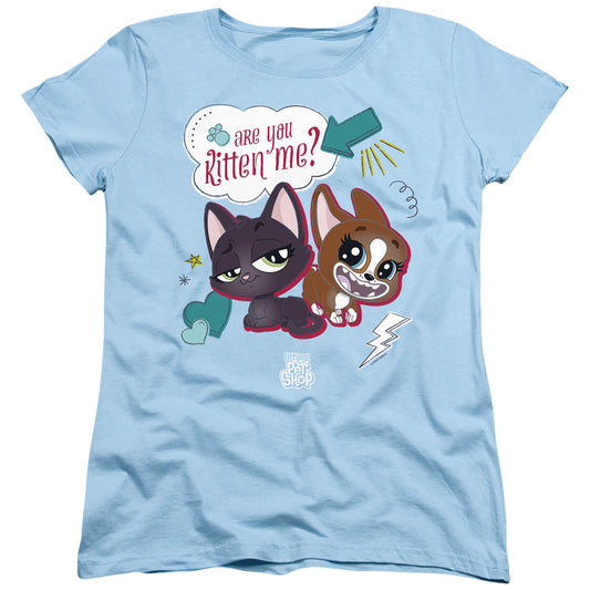 Littlest Pet Shop Are You Kitten Me Womens T Shirt Light Blue