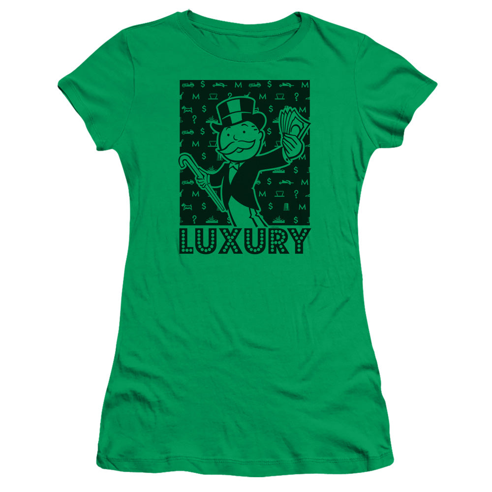 Monopoly Luxury Junior Sheer Cap Sleeve Womens T Shirt Kelly Green