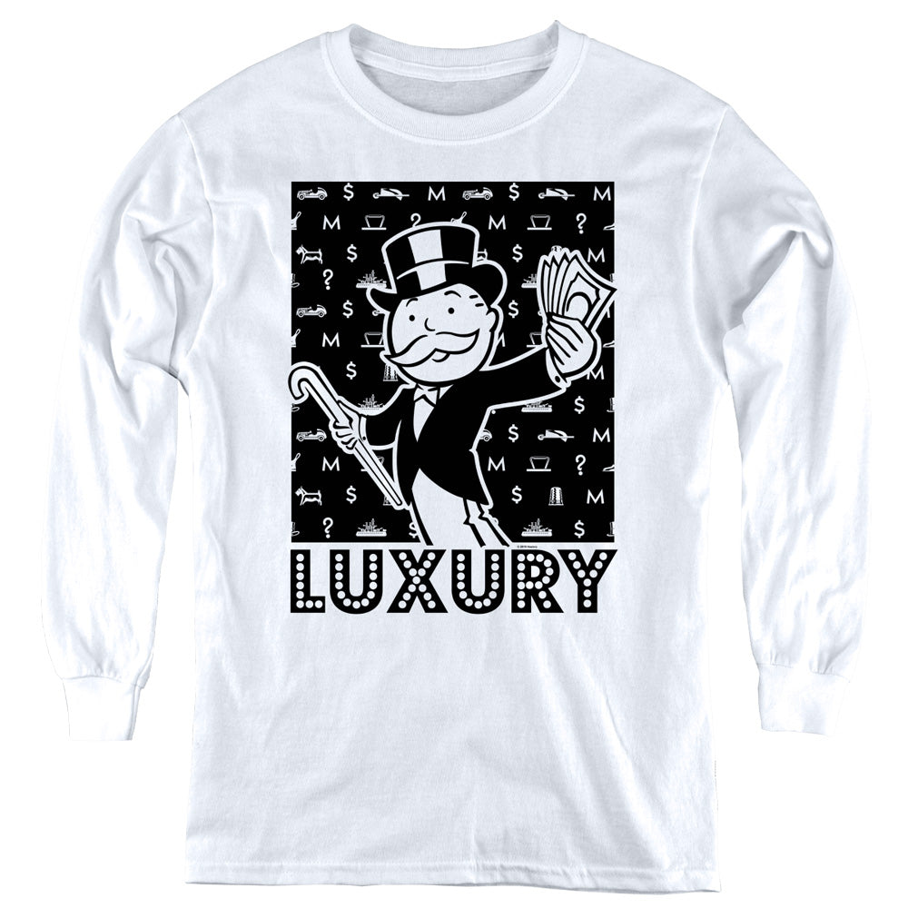 Monopoly Luxury Long Sleeve Kids Youth T Shirt White