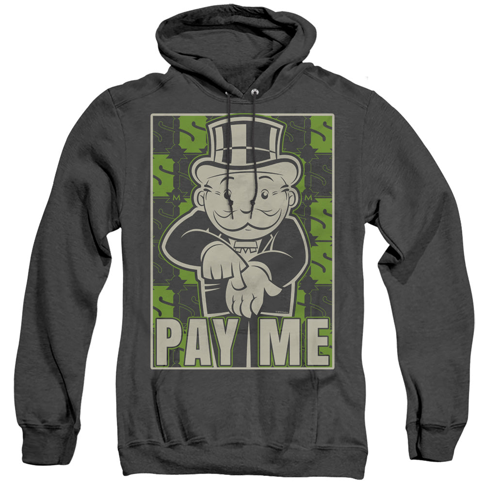 Monopoly Pay Me Mens Heather Hoodie Black