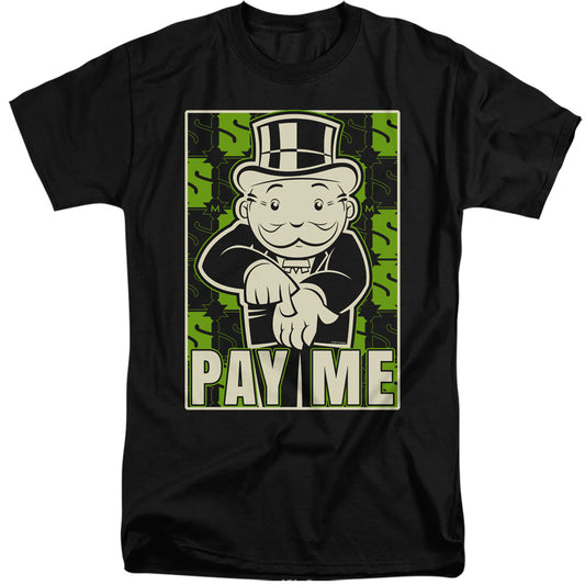 Monopoly Pay Me Mens Tall T Shirt Black