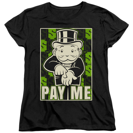 Monopoly Pay Me Womens T Shirt Black