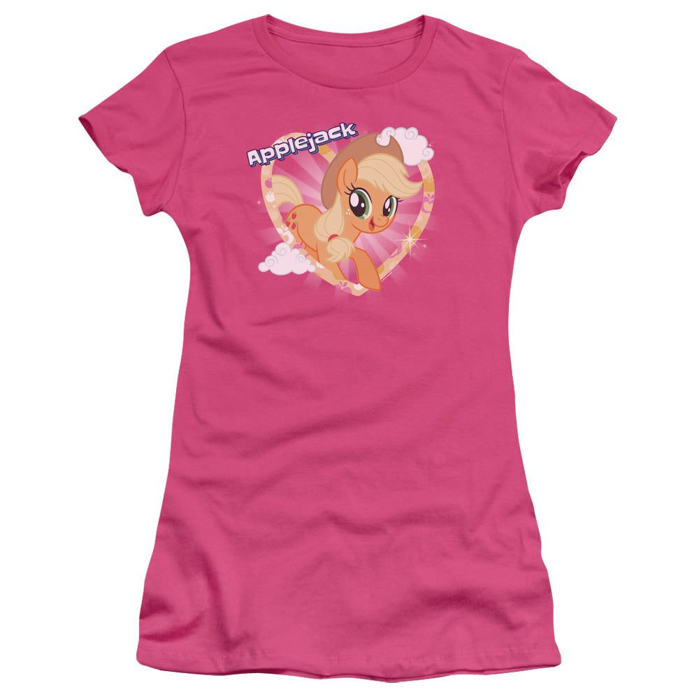 My Little Pony Tv Applejack Junior Sheer Cap Sleeve Womens T Shirt Hot Pink