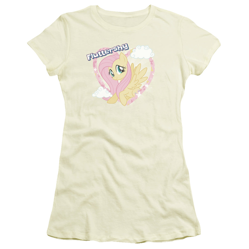 My Little Pony Tv Fluttershy Junior Sheer Cap Sleeve Womens T Shirt Cream