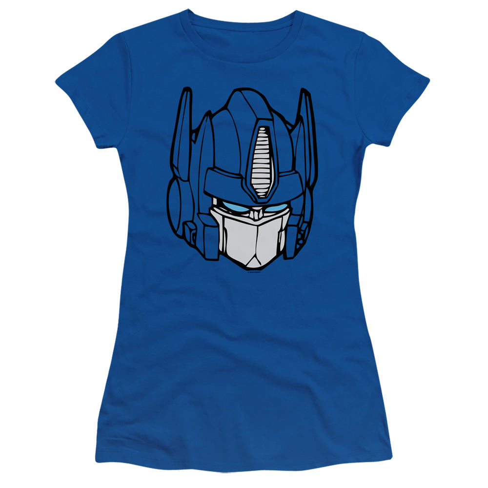 Transformers Optimus Head Junior Sheer Cap Sleeve Womens T Shirt Royal Blue