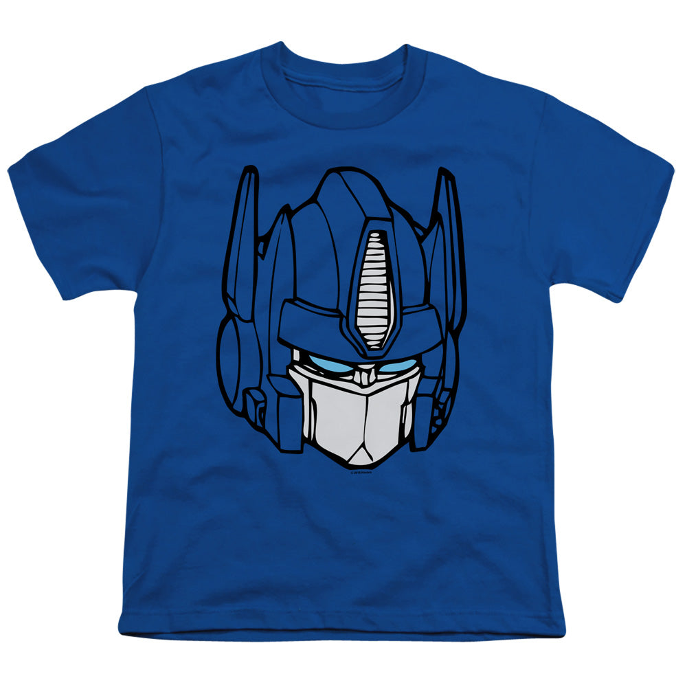 Transformers Optimus Head Kids Youth T Shirt Royal Blue