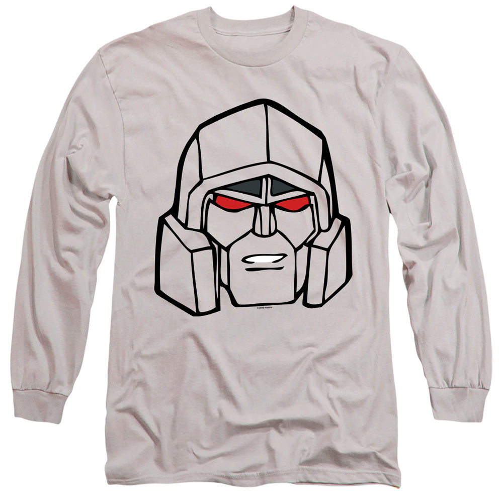 Transformers Megatron Head Mens Long Sleeve Shirt Silver