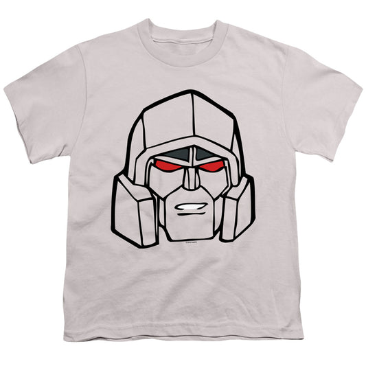 Transformers Megatron Head Kids Youth T Shirt Silver