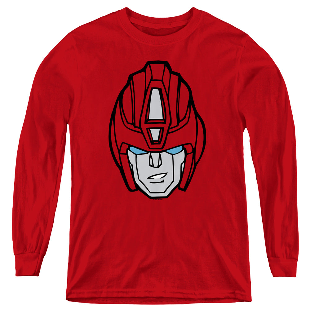 Transformers Hot Rod Head Long Sleeve Kids Youth T Shirt Red