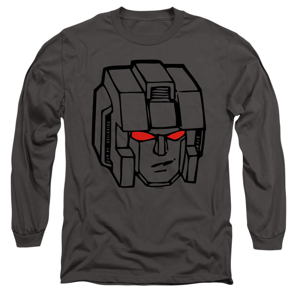 Transformers Starscream Head Mens Long Sleeve Shirt Charcoal