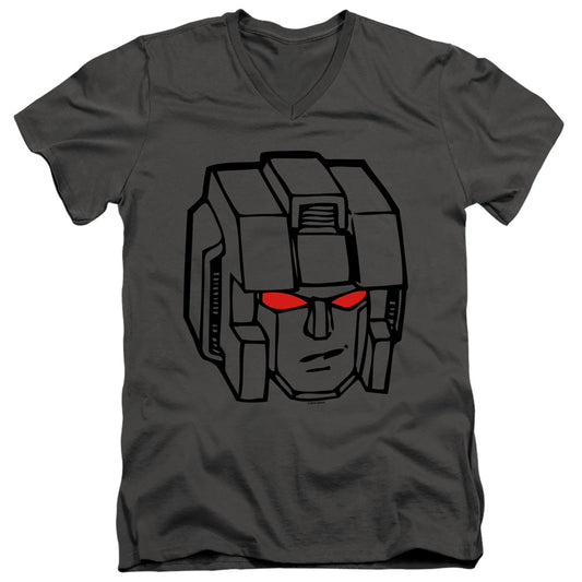 Transformers Starscream Head Mens Slim Fit V-Neck T Shirt Charcoal