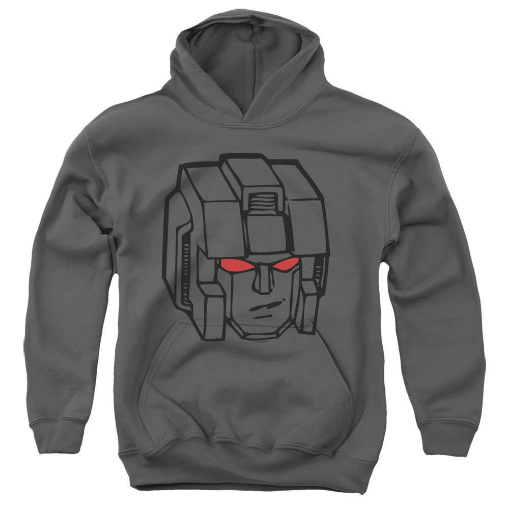 Transformers Starscream Head Kids Youth Hoodie Charcoal