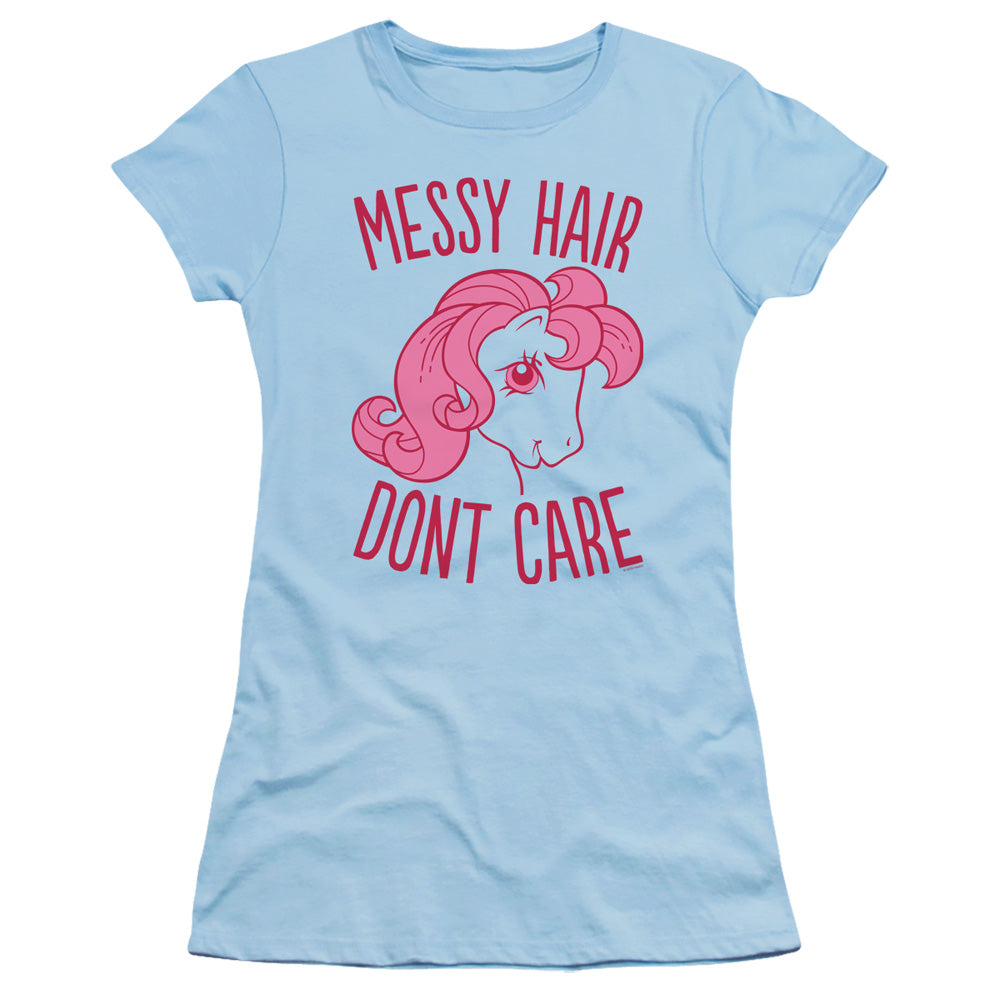 My Little Pony Retro Messy Hair Junior Sheer Cap Sleeve Womens T Shirt Light Blue