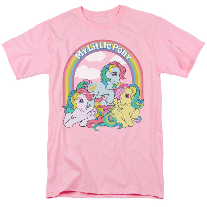 My Little Pony Retro Under the Rainbow Mens T Shirt Pink