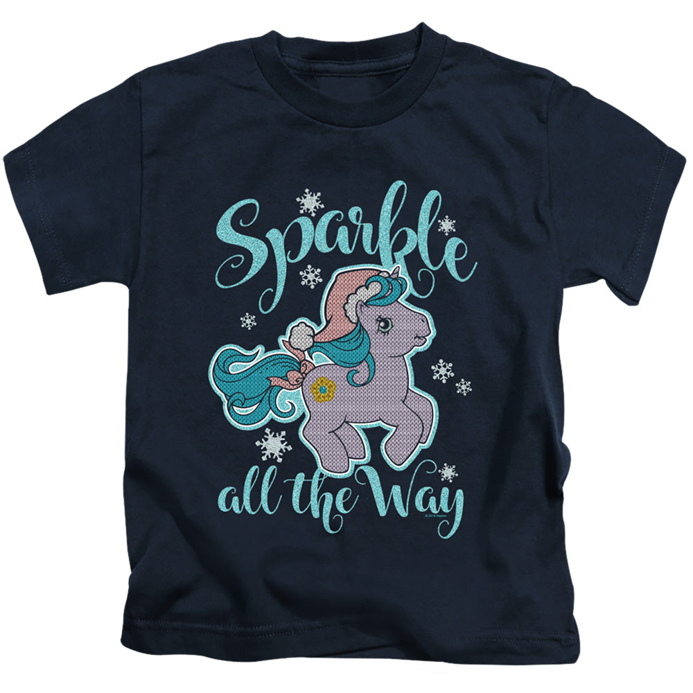 My Little Pony Retro Sparkle All the Way 2 Juvenile Kids Youth T Shirt Navy Blue