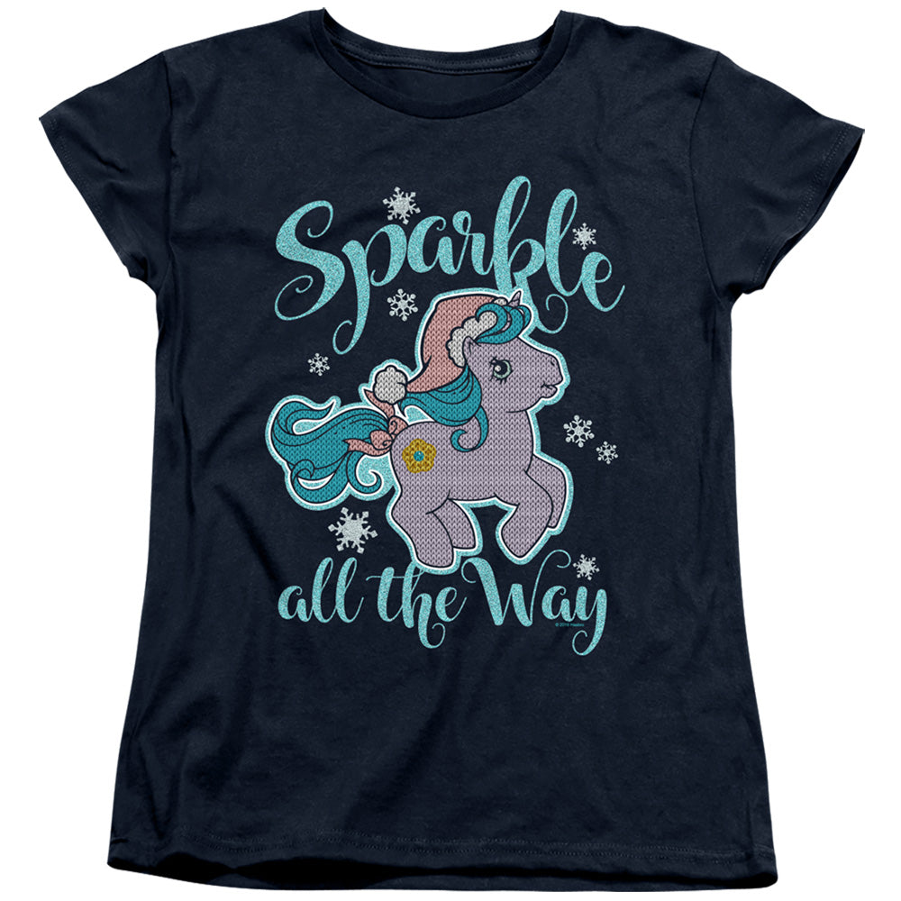 My Little Pony Retro Sparkle All the Way 2 Womens T Shirt Navy Blue