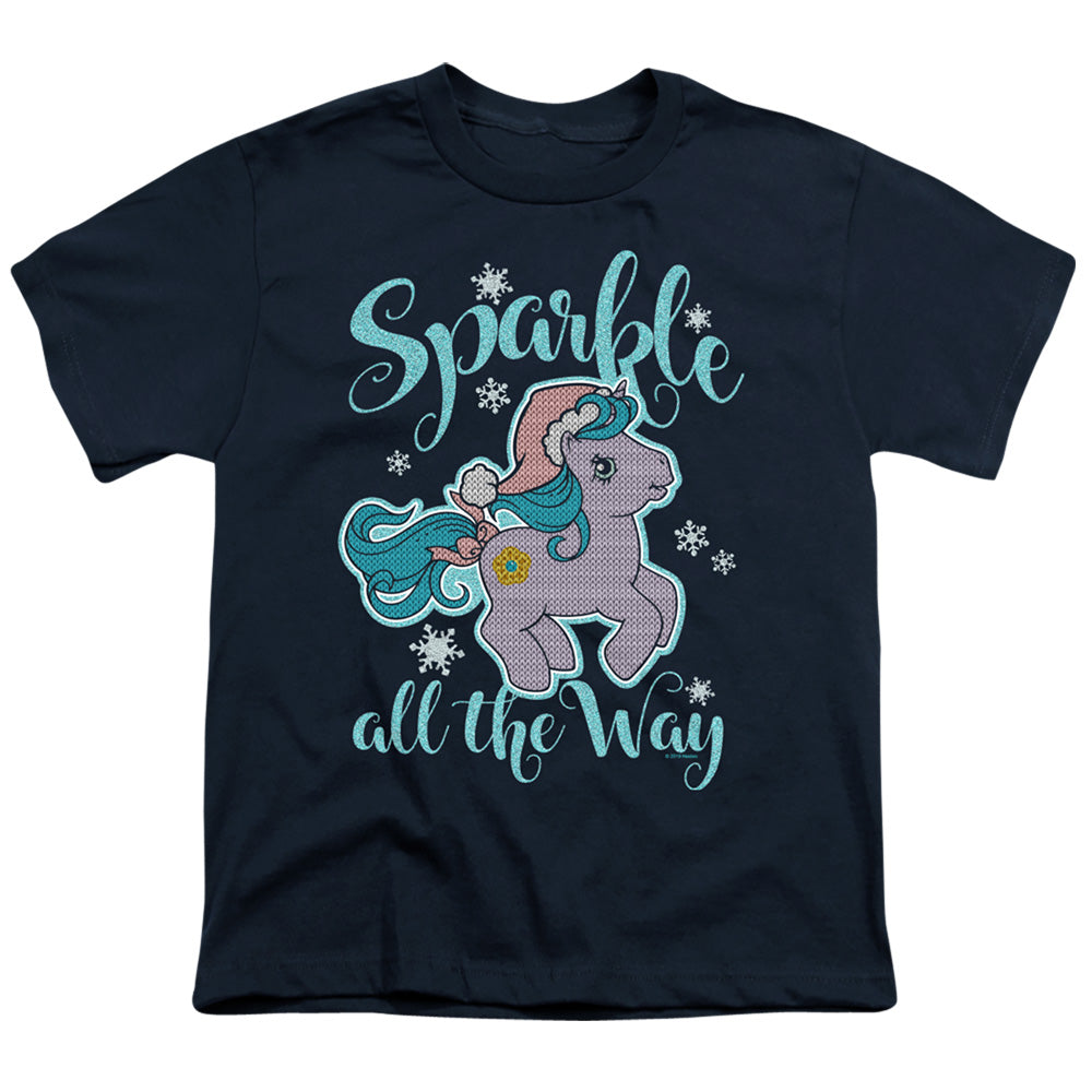 My Little Pony Retro Sparkle All the Way 2 Kids Youth T Shirt Navy Blue