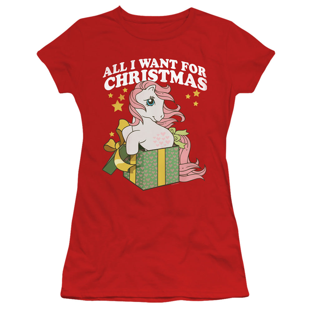 My Little Pony Retro All I Want Junior Sheer Cap Sleeve Womens T Shirt Red