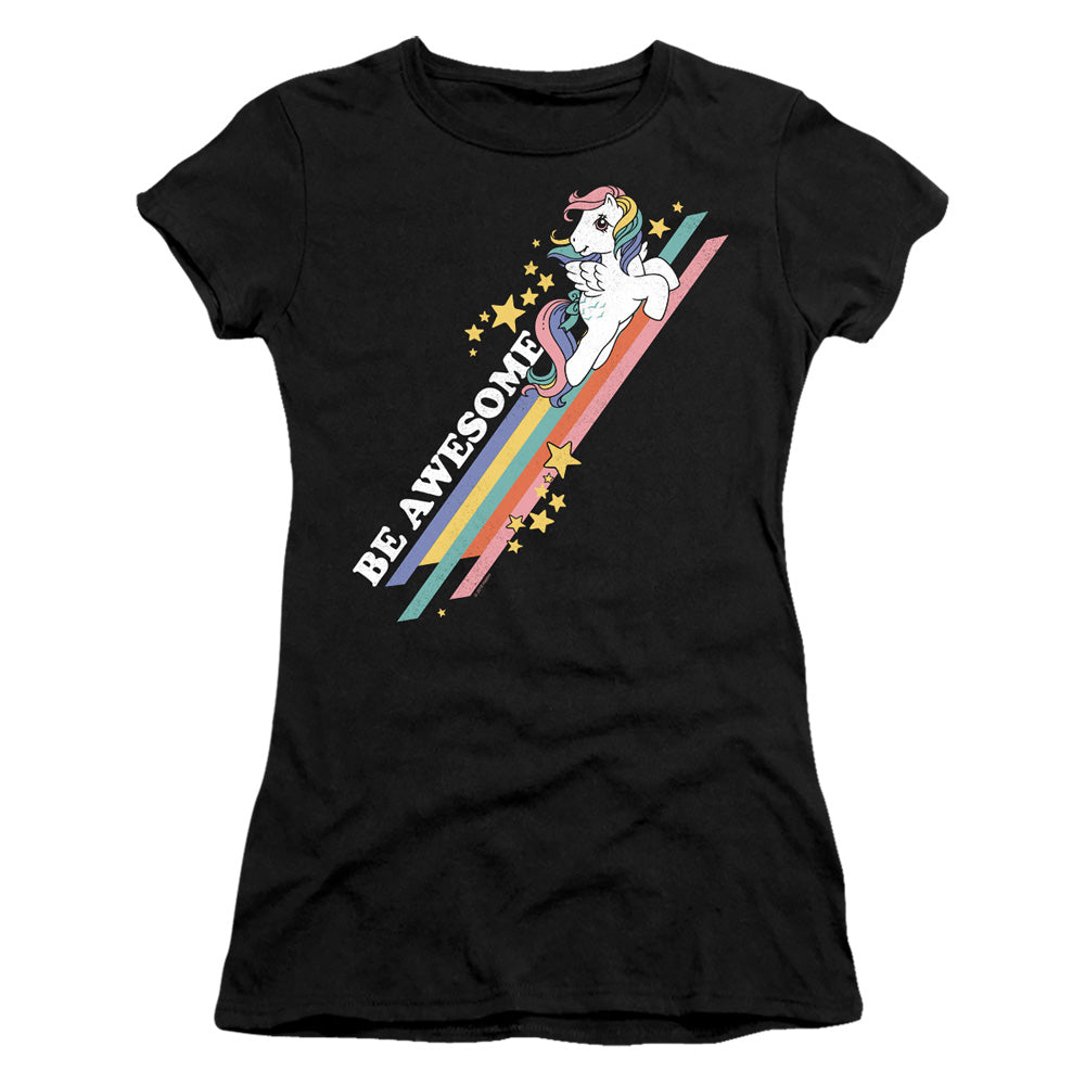 My Little Pony Retro Be Awesome Junior Sheer Cap Sleeve Womens T Shirt Black