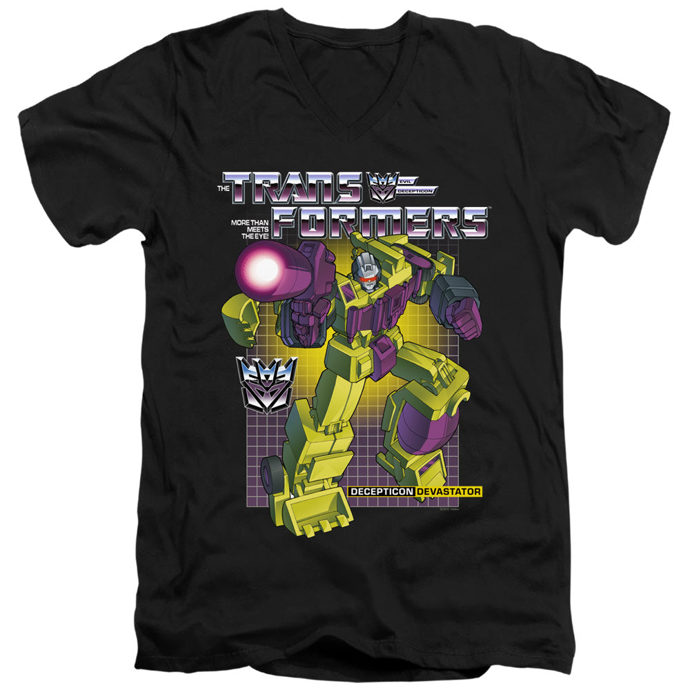 Transformers Devastator Mens Slim Fit V-Neck T Shirt Black