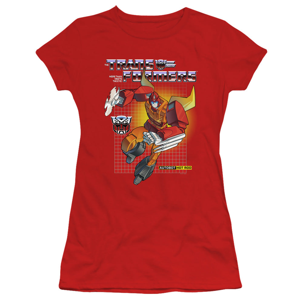 Transformers Hot Rod Junior Sheer Cap Sleeve Womens T Shirt Red