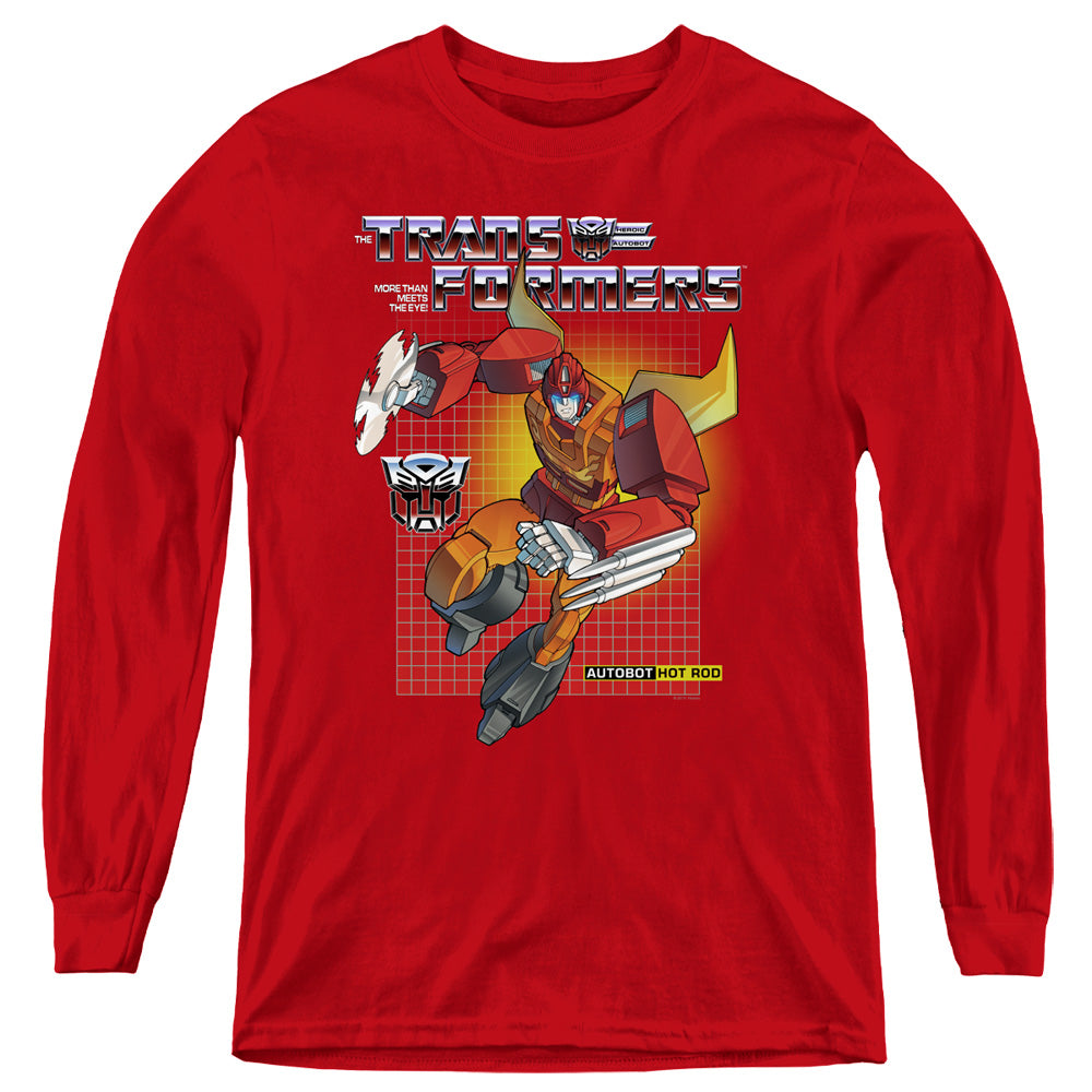 Transformers Hot Rod Long Sleeve Kids Youth T Shirt Red