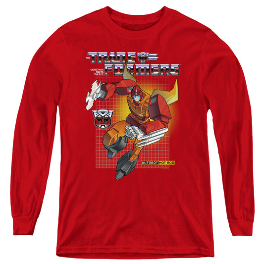 Transformers Hot Rod Long Sleeve Kids Youth T Shirt Red