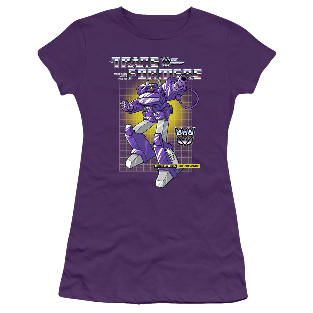 Transformers Shockwave Junior Sheer Cap Sleeve Womens T Shirt Purple