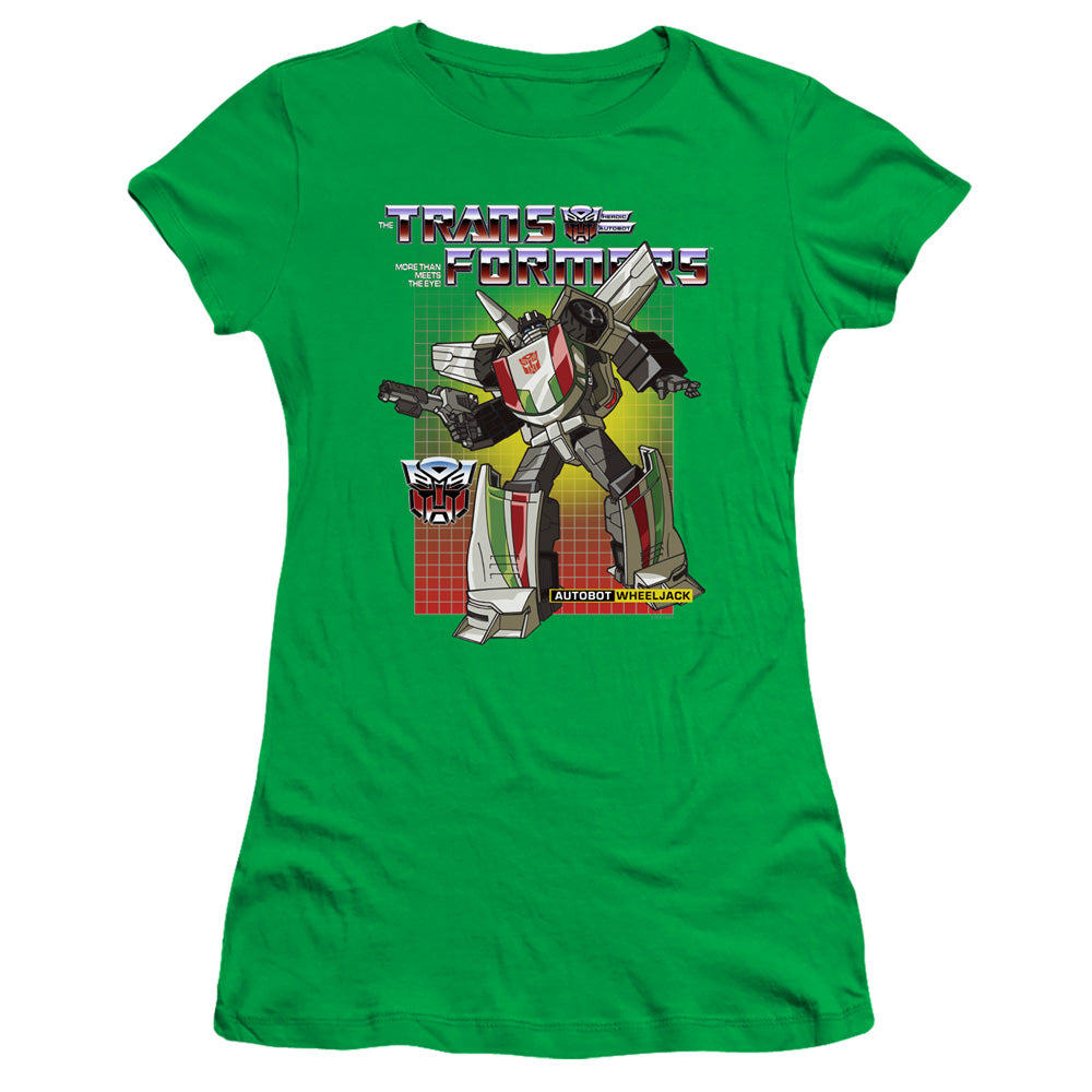 Transformers Wheeljack Junior Sheer Cap Sleeve Womens T Shirt Kelly Green