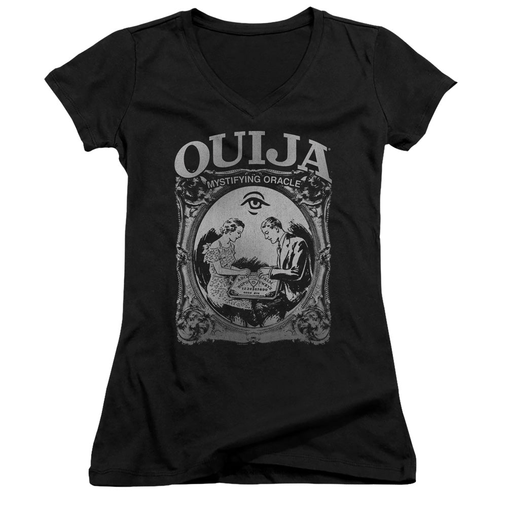 Ouija Two Junior Sheer Cap Sleeve V-Neck Womens T Shirt Black