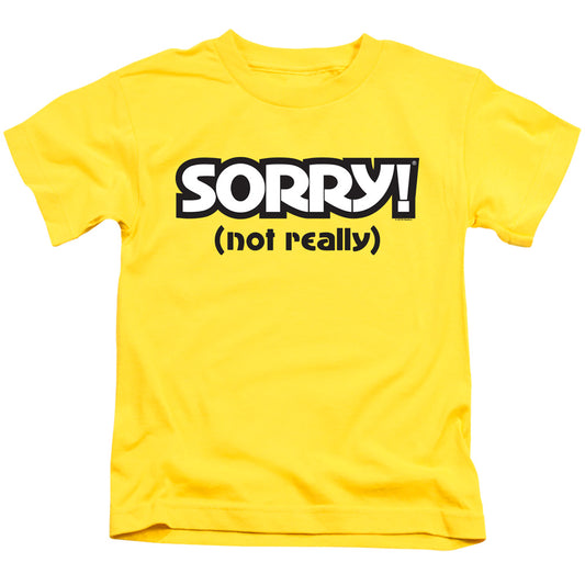 Sorry Not Sorry Juvenile Kids Youth T Shirt Yellow