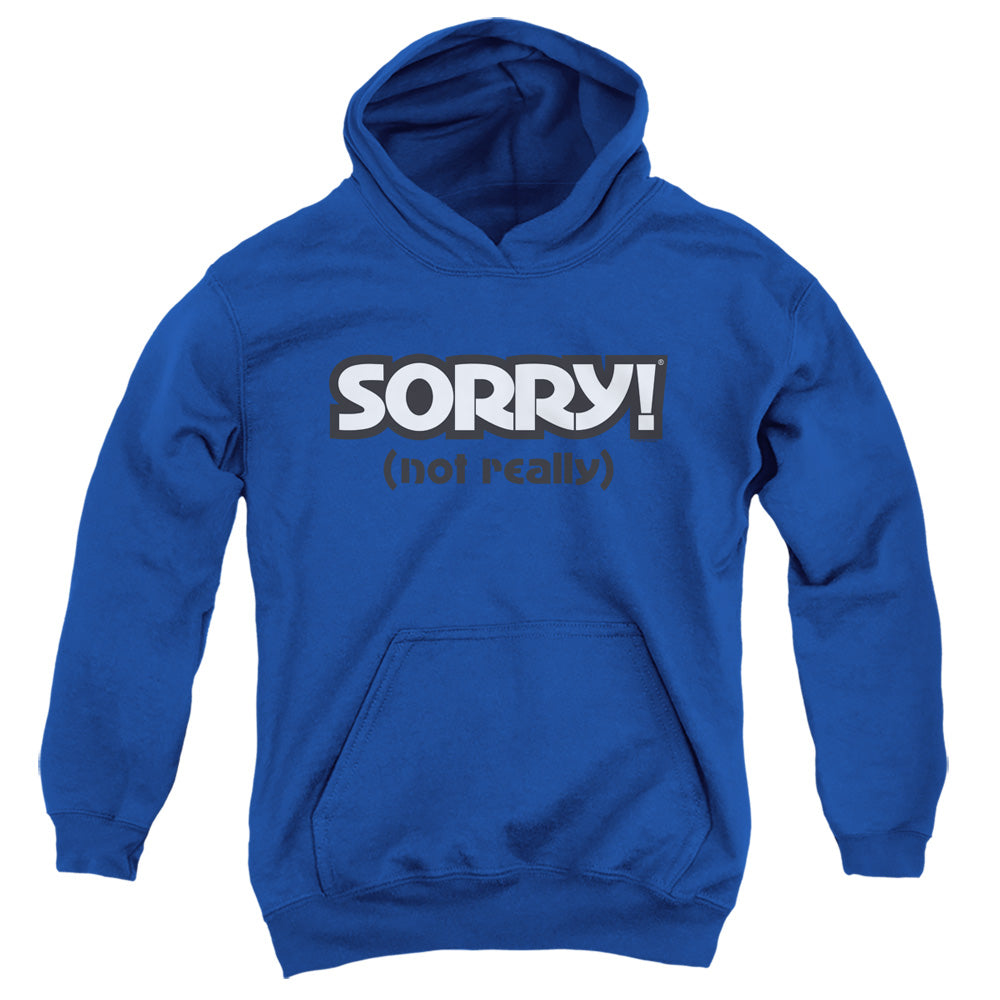 Sorry Not Sorry Kids Youth Hoodie Royal Blue