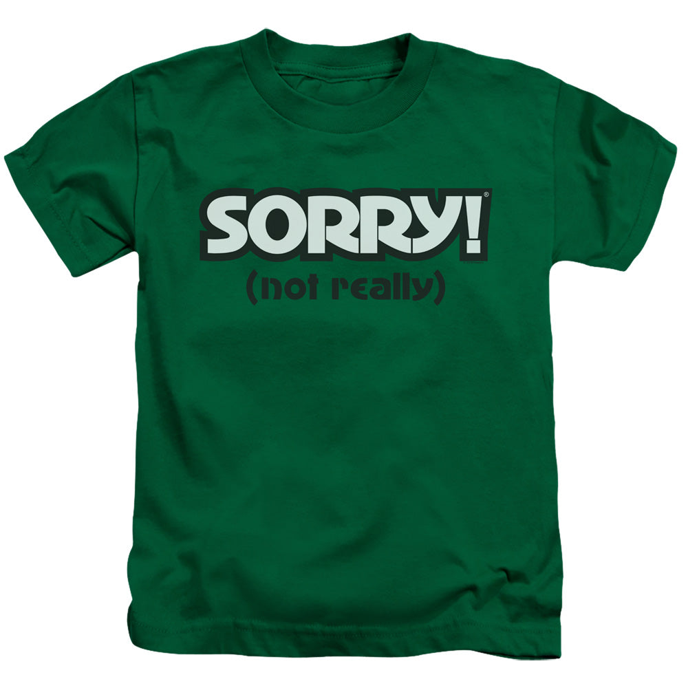 Sorry Not Sorry Juvenile Kids Youth T Shirt Kelly Green