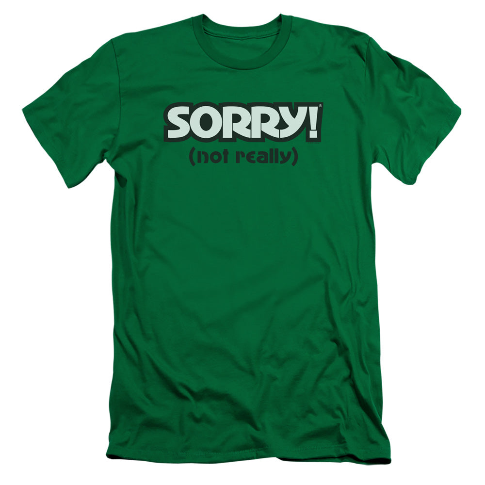 Sorry Not Sorry Slim Fit Mens T Shirt Kelly Green