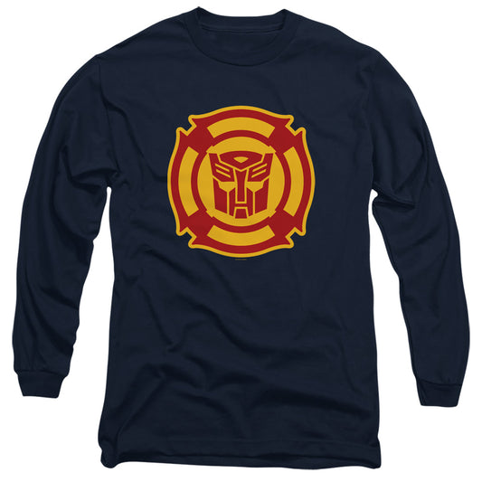 Transformers Rescue Bots Logo Mens Long Sleeve Shirt Navy Blue