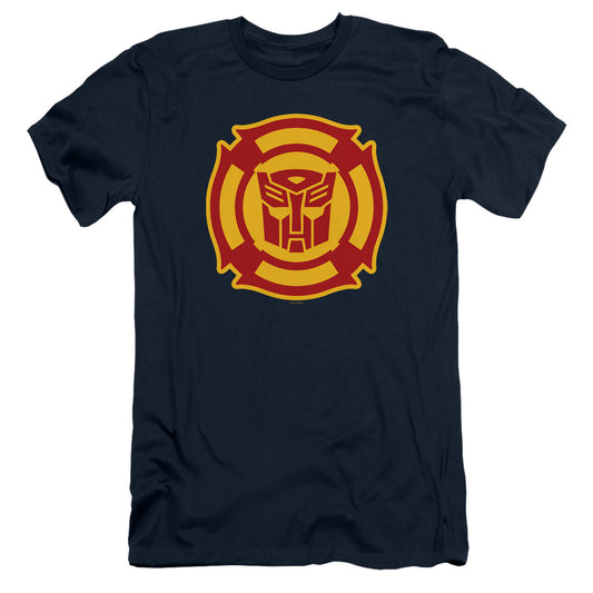 Transformers Rescue Bots Logo Slim Fit Mens T Shirt Navy Blue