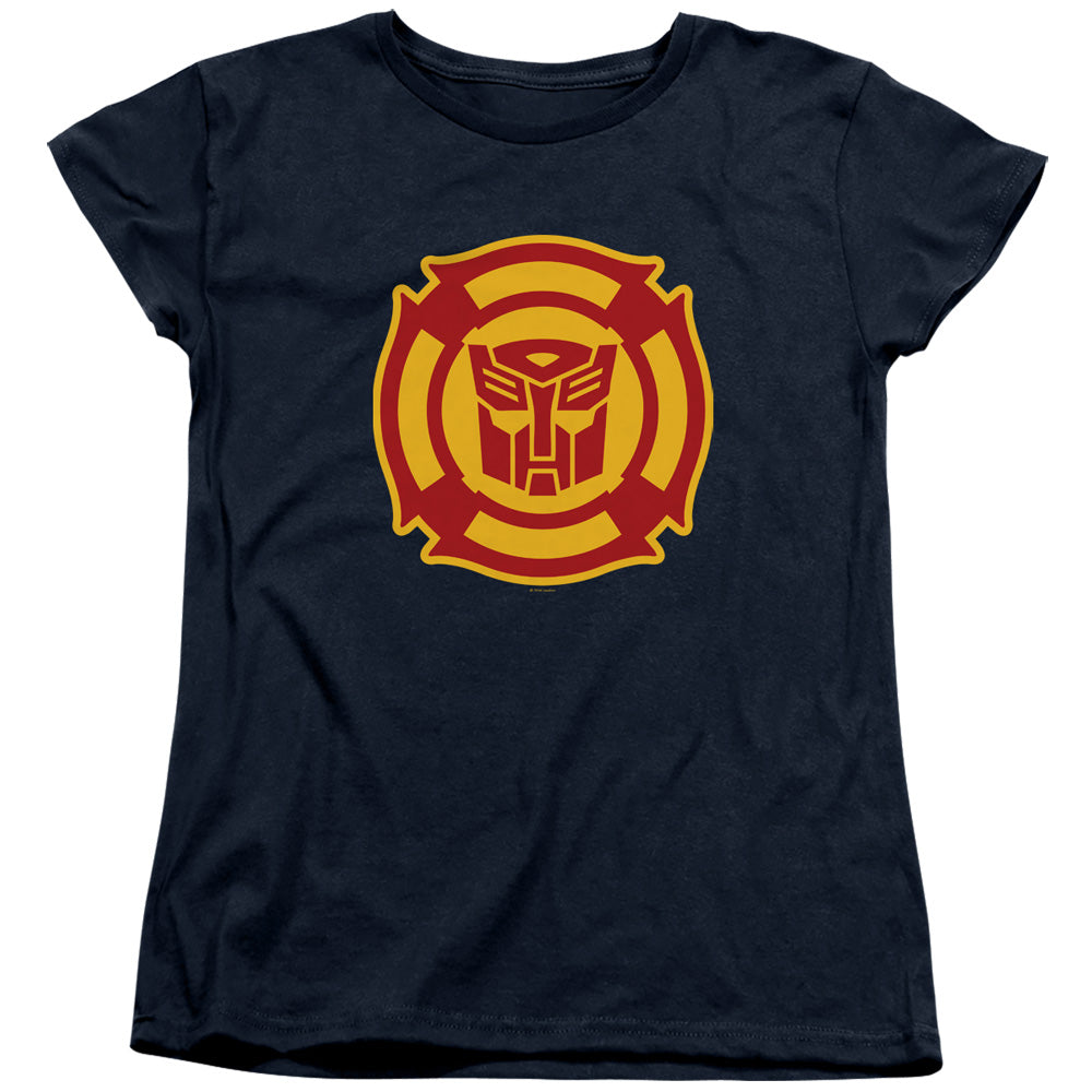 Transformers Rescue Bots Logo Womens T Shirt Navy Blue