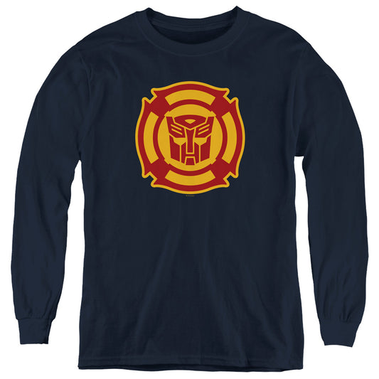 Transformers Rescue Bots Logo Long Sleeve Kids Youth T Shirt Navy Blue