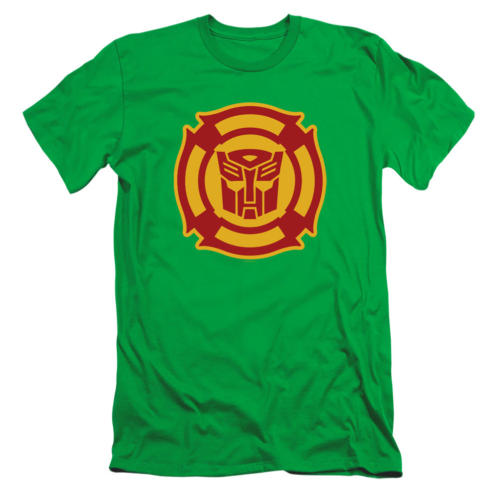 Transformers Rescue Bots Logo Slim Fit Mens T Shirt Kelly Green