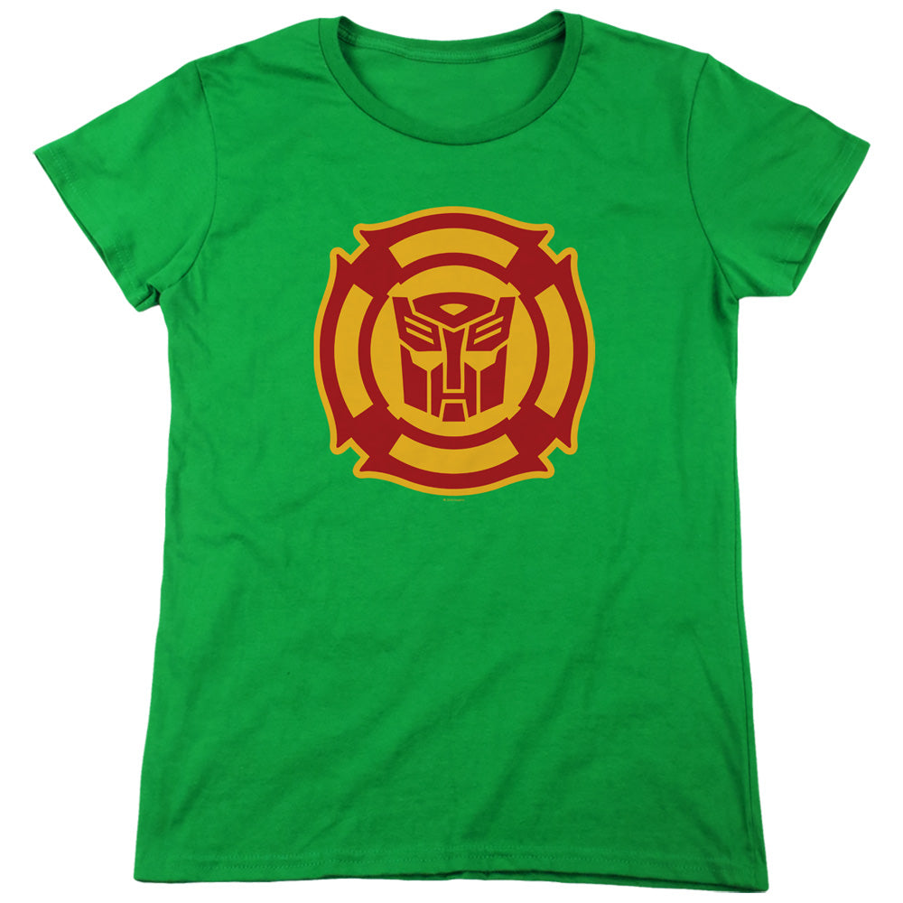 Transformers Rescue Bots Logo Womens T Shirt Kelly Green